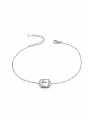 Büyük zirkon taşlı ince forse zincirli 925 ayar gümüş baget bileklik modelimiz