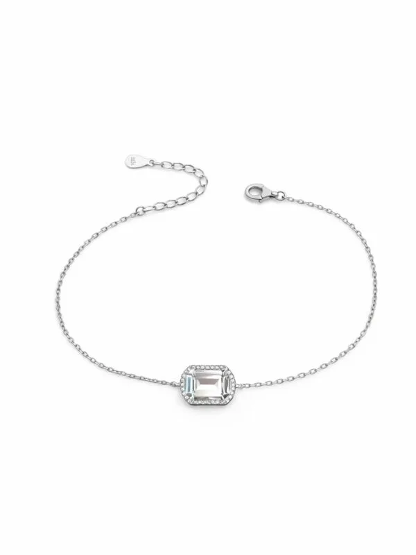 Büyük zirkon taşlı ince forse zincirli 925 ayar gümüş baget bileklik modelimiz