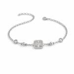 Küçük Zirkon Taşlarla Bezeli Kare Montür Bileklik