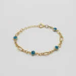 Dört Motifli Mavi Cam Göz Bileklik