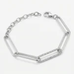 Zirkon Taşlı Gümüş Ataç Zincir Bileklik