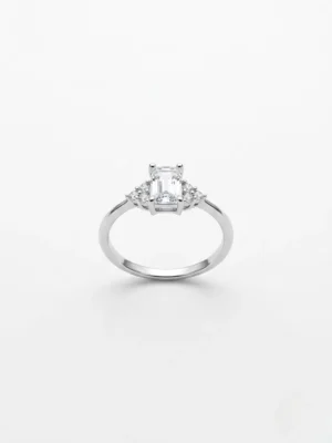 beyaz zirkon taşlı zarif baget yüzük 925 gümüş