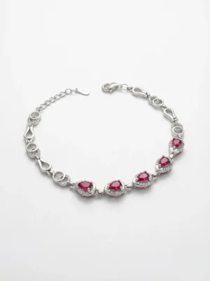 Kırmızı damla taşlı kadın gümüş bileklik modelimiz