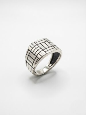 geometrik desenli sade düz erkek gümüş yüzük