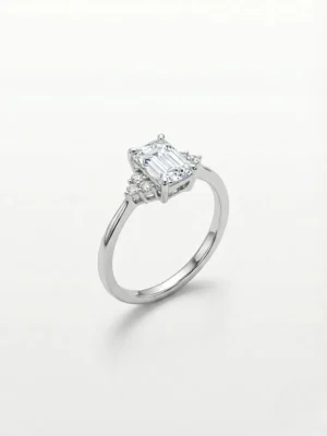 Mozanit taşlı 925 ayar gümüş baget kadın yüzük