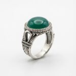 Yeşil Akik Taşlı 925 Ayar Gümüş Erkek Yüzük