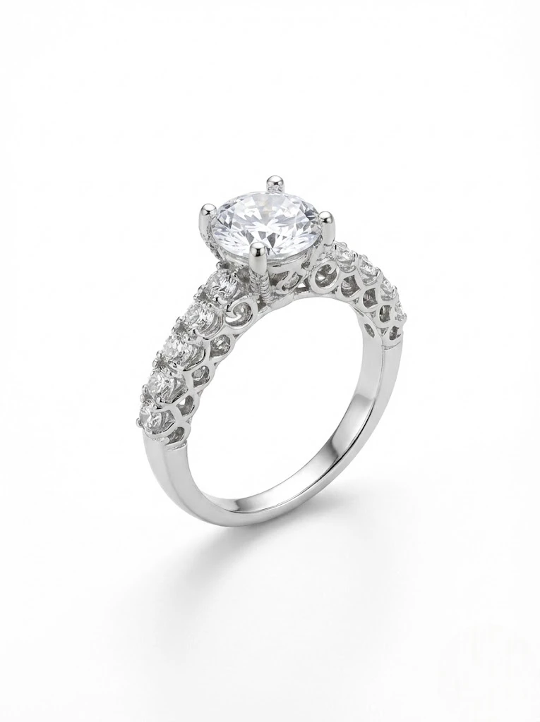 925 Ayar Gümüş Fantazi 1 ct.(6.5mm) Tektaş Yüzük