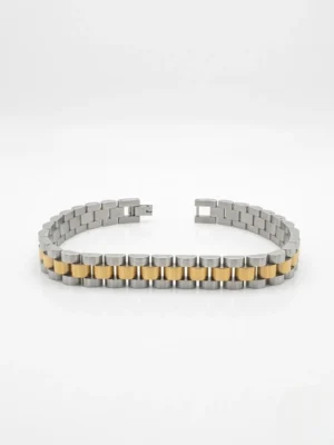 Altın ve Gümüş renkli çift renk saat kordonu 316L çelik erkek bileklik