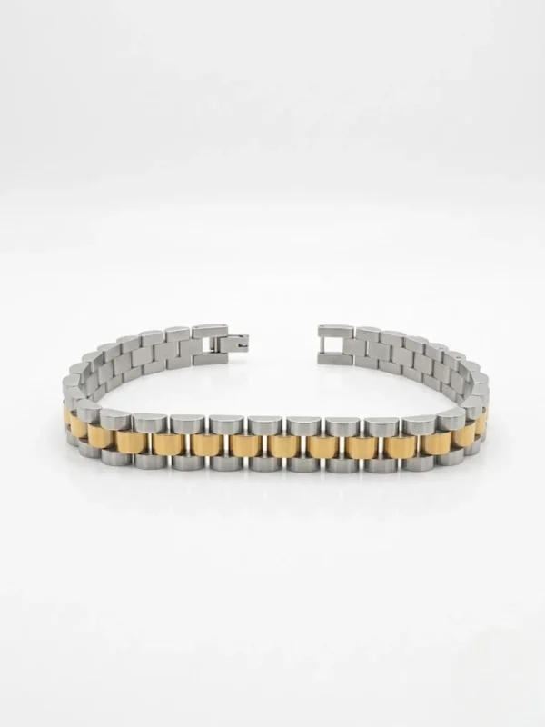 Altın ve Gümüş renkli çift renk saat kordonu 316L çelik erkek bileklik