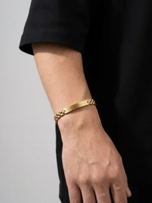 316L paslanmaz çelik gold renk sade erkek bileklik