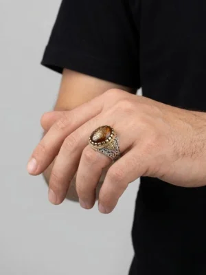 Hü Allah yazılı gümüş erkek yüzük