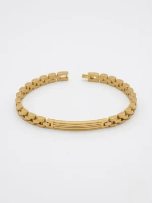 Jübile kordonlu gold renk 316L paslanmaz çelik erkek bileklik