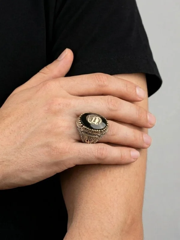 Alternative view of Elif-Vav Ve Tuğralı Mührü Şerif Erkek Gümüş Yüzük