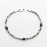 Siyah Zirkon Taşlı 3mm Gümüş Kral Bileklik