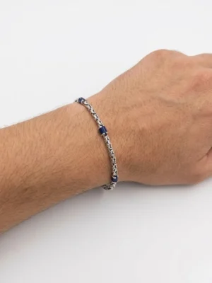 mavi taşlı 925 ayar gümüş erkek kral bileklik