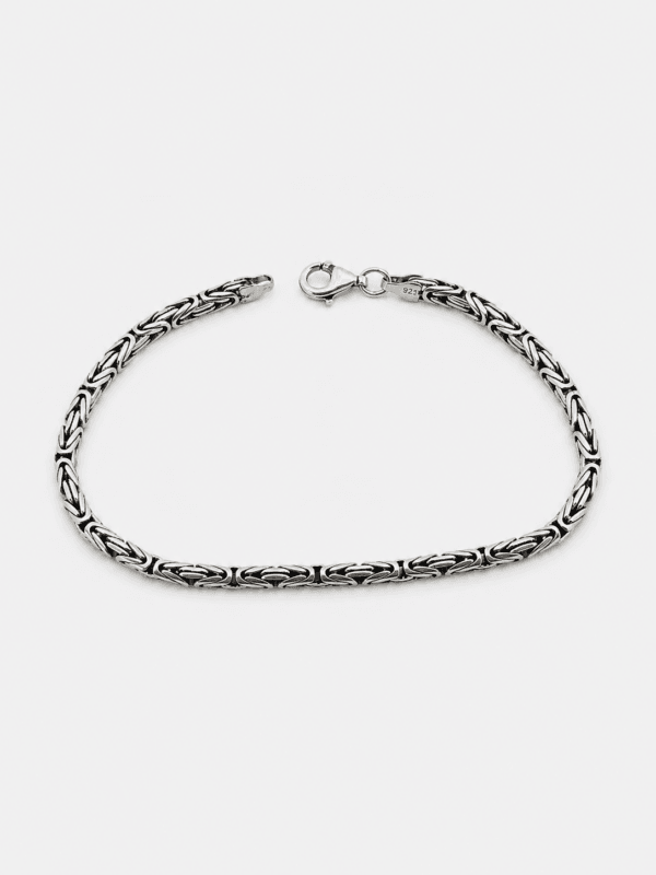 3mm oval formda gümüş kral bileklik