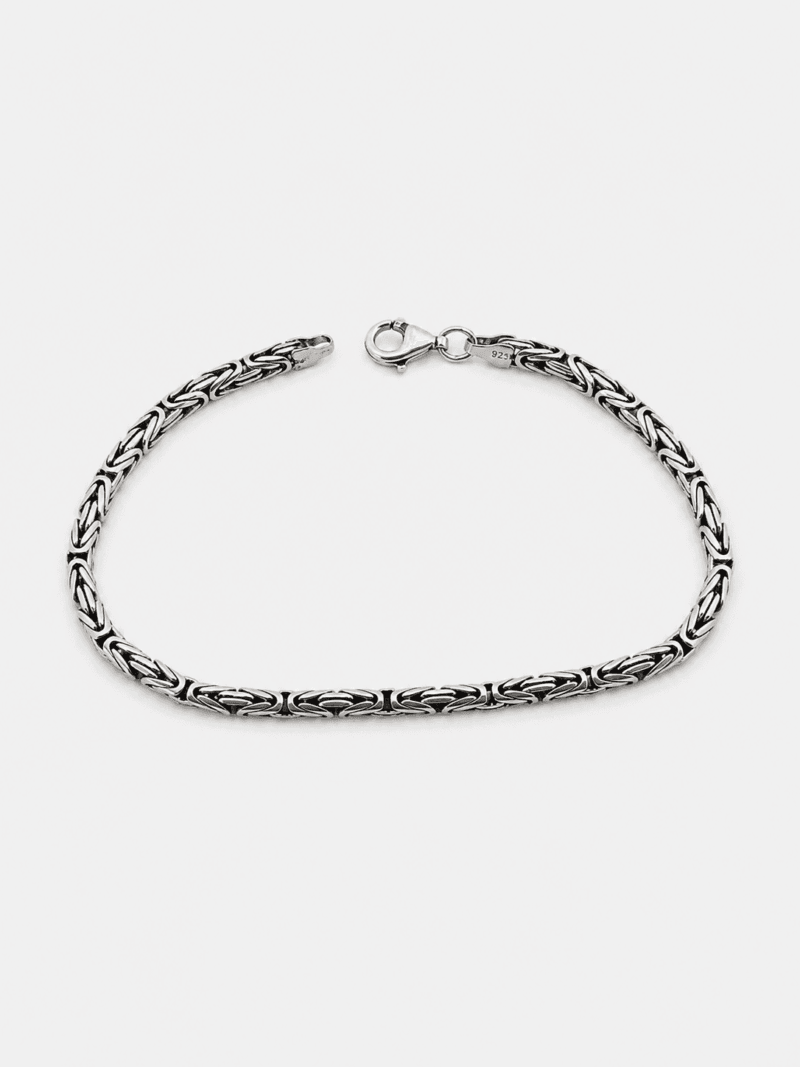 3mm oval formda gümüş kral bileklik